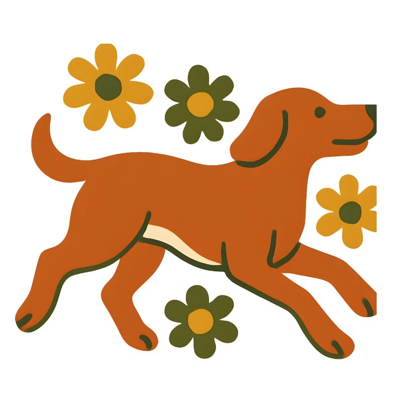Chien rapide dans le champ de fleurs