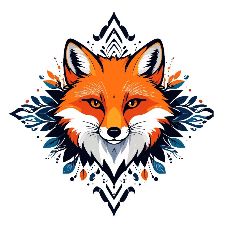 Orange Red Fox with Leaf Frame Ornaments