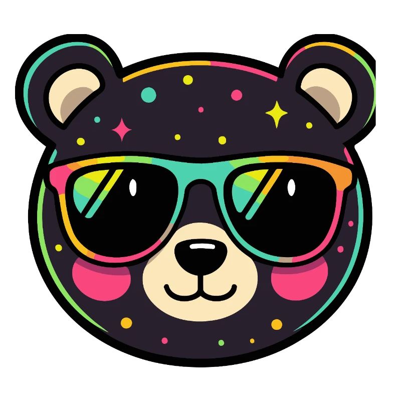 Panda néon polychrome avec lunettes