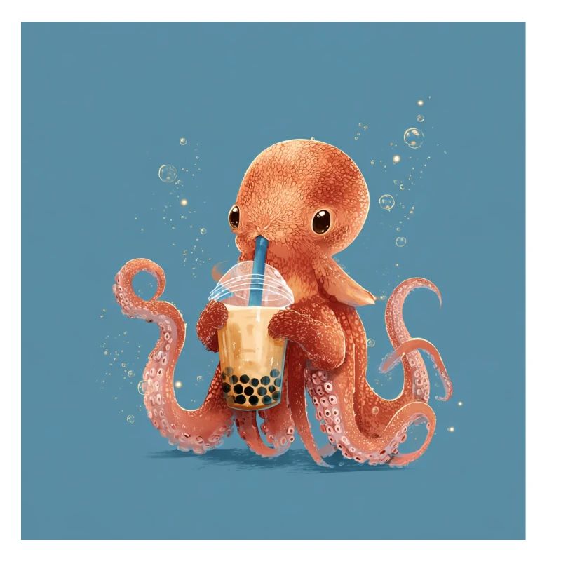 Dumbo octopus and its bubble tea