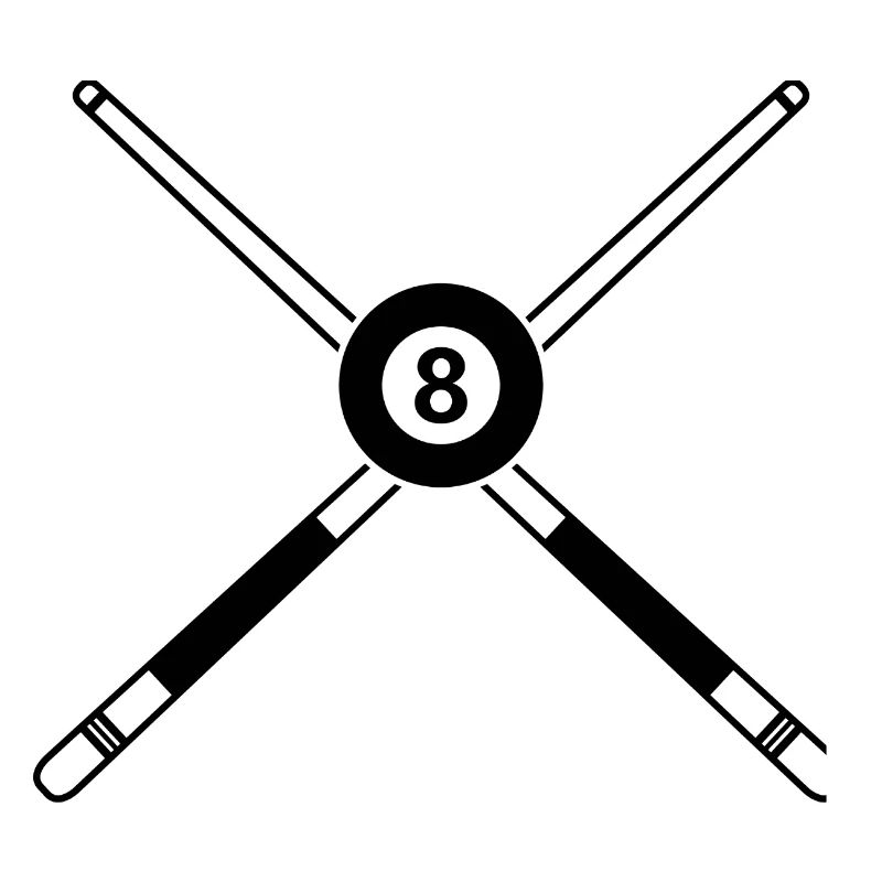 Queue de huit billes croisées avec des bâtons de billard