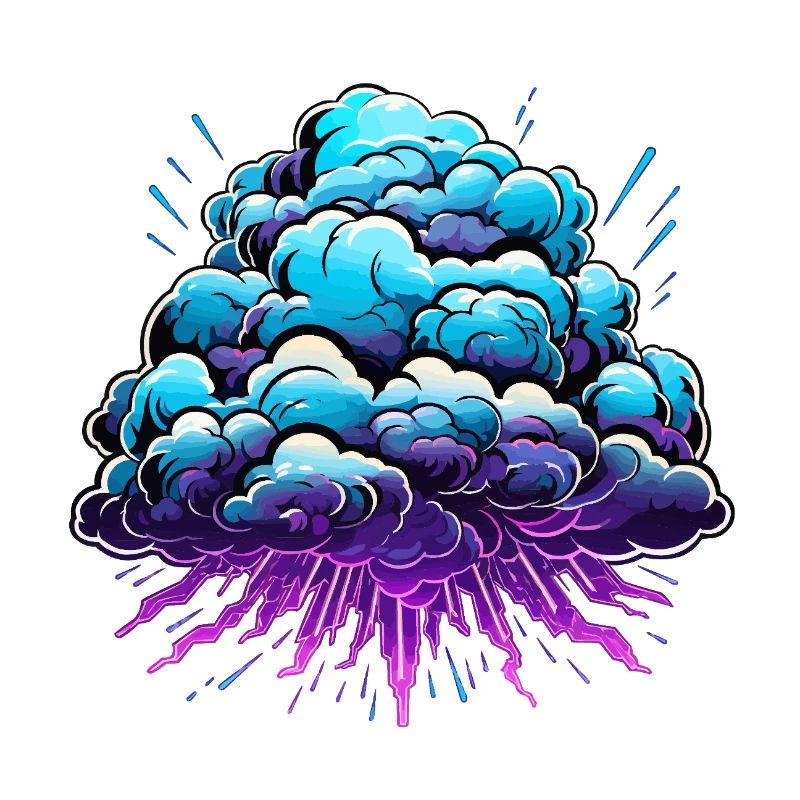 Blue Cloud Pop Explosion de néon
