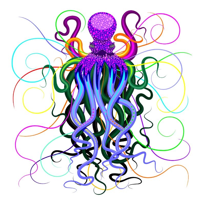Octopus Trippy Psychedelic Deep Ocean Creature