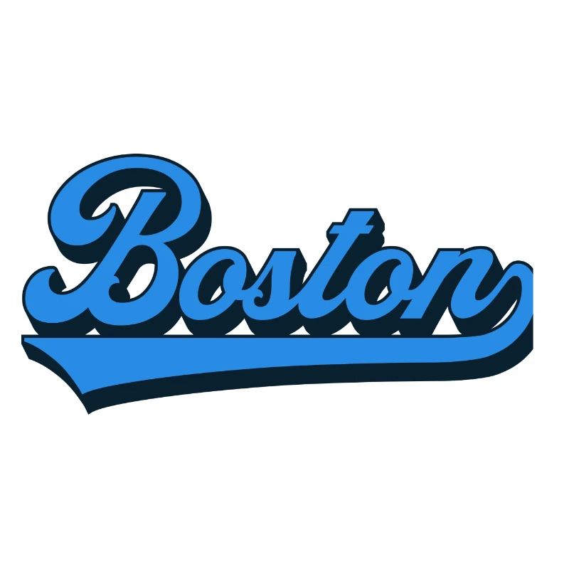 Boston Blau Script Retro
