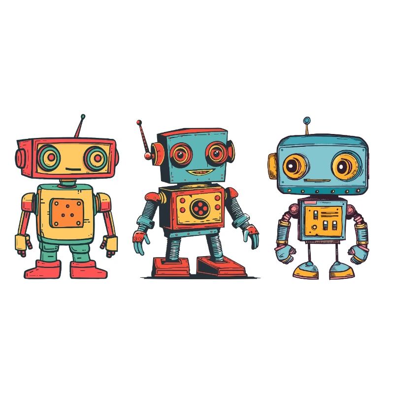 Nostalgic Retro Robot Illustration