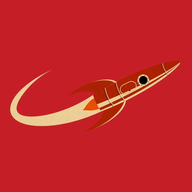 Fusée spatiale rouge