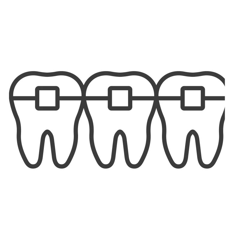 Braces Line Icon – Orthodontic Teeth Alignment Sym
