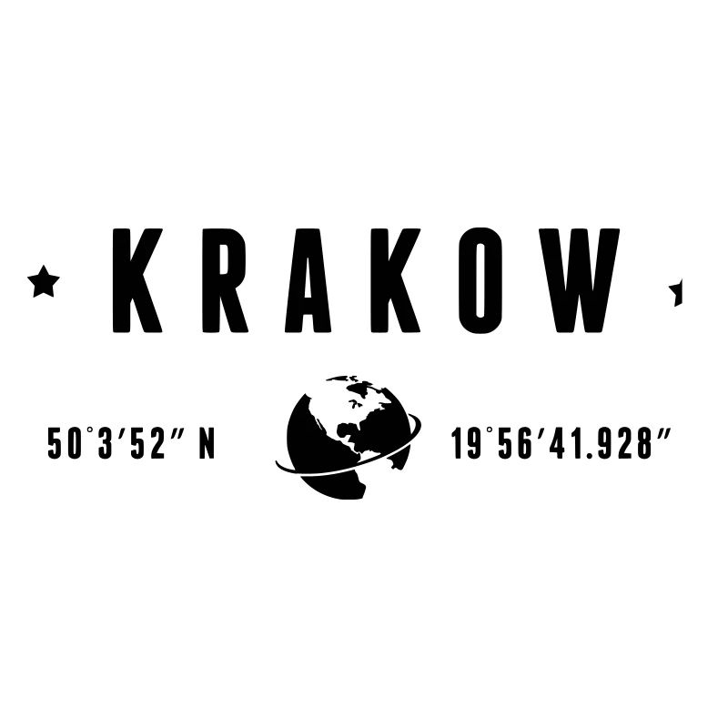 Krakow GPS Coordinates Globe Modern Typography
