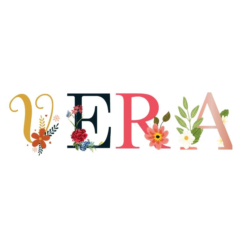 Le nom VERA est décoré de fleurs
