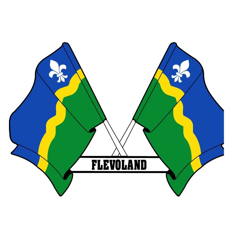 Deux drapeaux texte FLEVOLAND