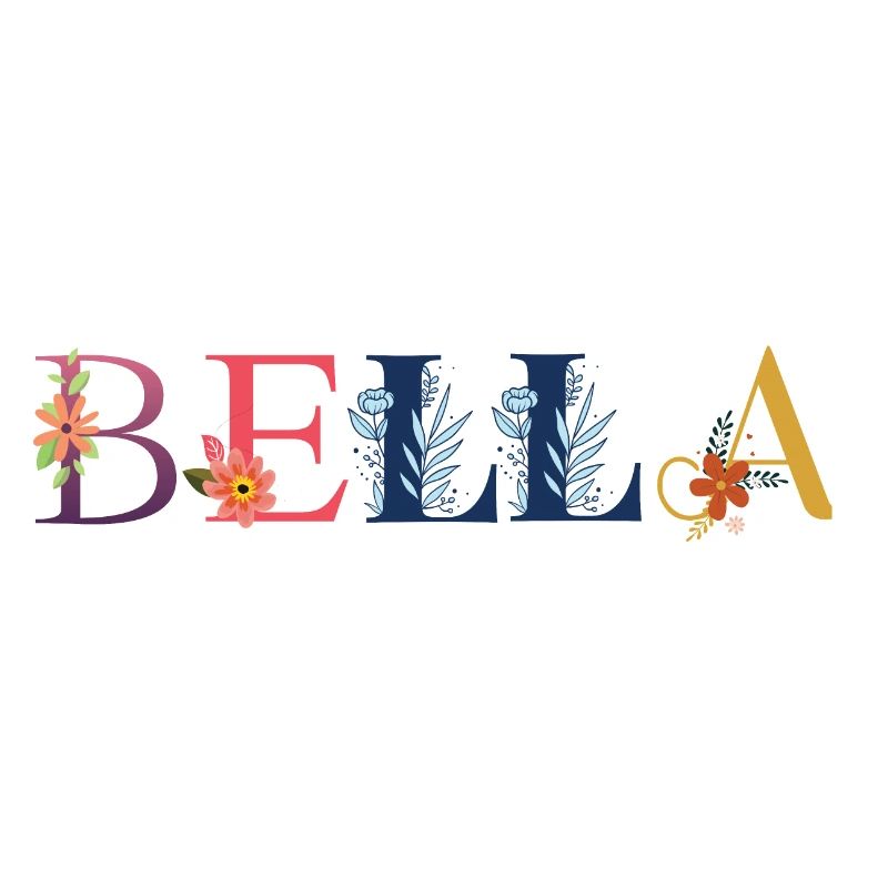 Le nom BELLA est décoré de fleurs
