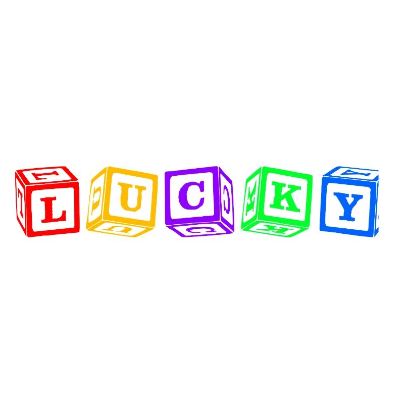 Lucky – Conception colorée de lettres en cube 3D