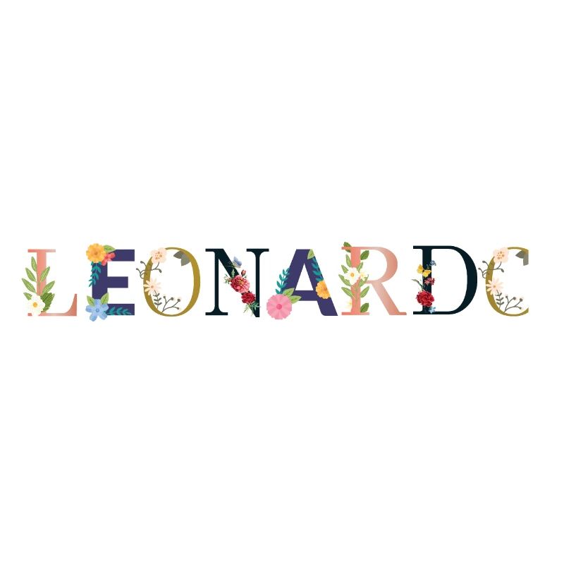 LEONARDO name decorated with flowers