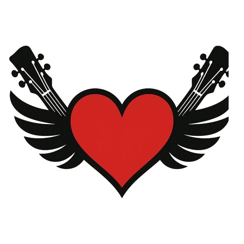 Coeur avec piano à queue et guitares