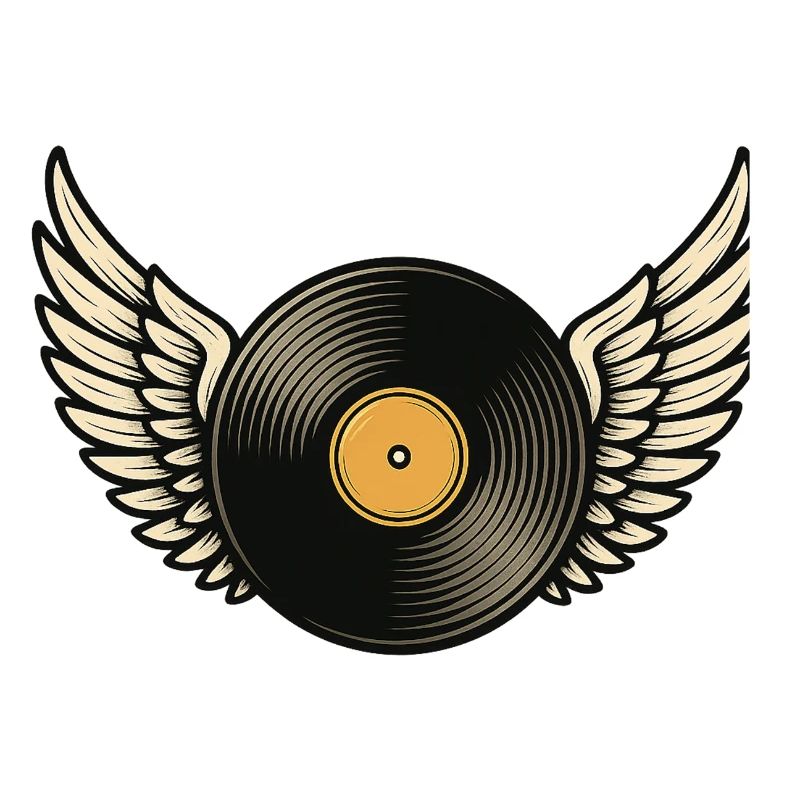 Disque vinyle avec piano à queue | Conception d’ailes en vinyle