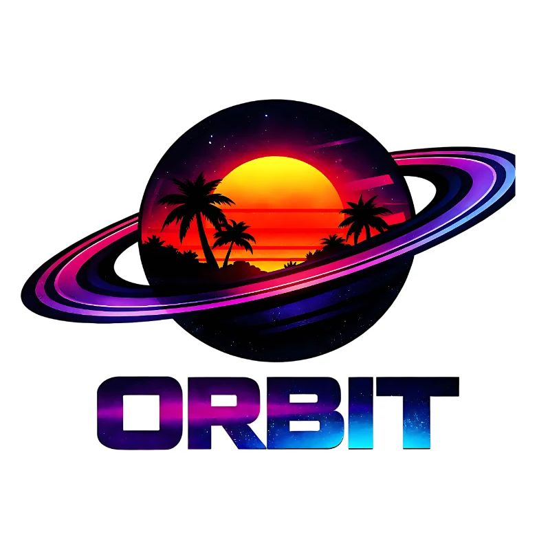 Geometric Saturn Orbit Retro Synthwave 80s