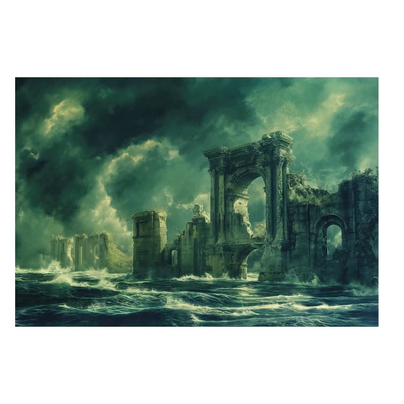 Ruined Landscape Illustration Poster