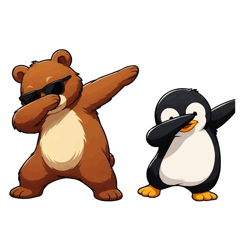 Bear and Penguin Dabbing Charm