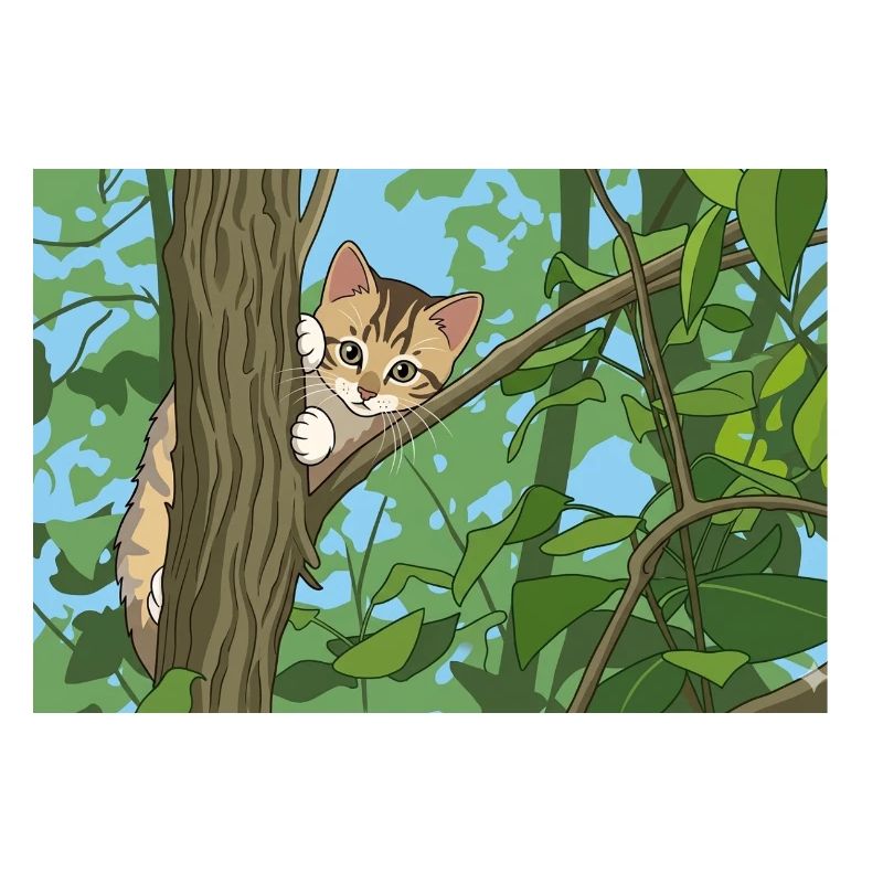 Chat explorant les branches