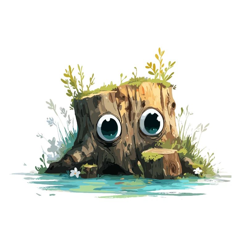 Waldstumpf mit neugierigen Augen