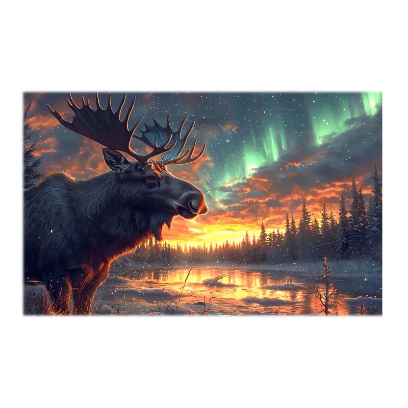 Moose under the Northern Lights: Arctic Magic
