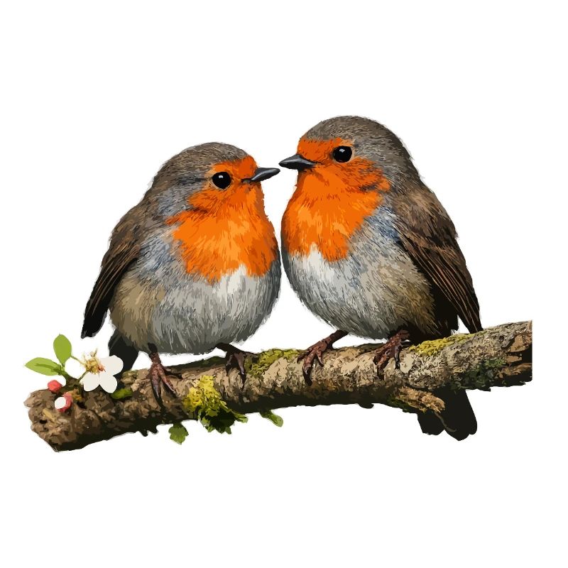 Duo Red Robin auf Ast