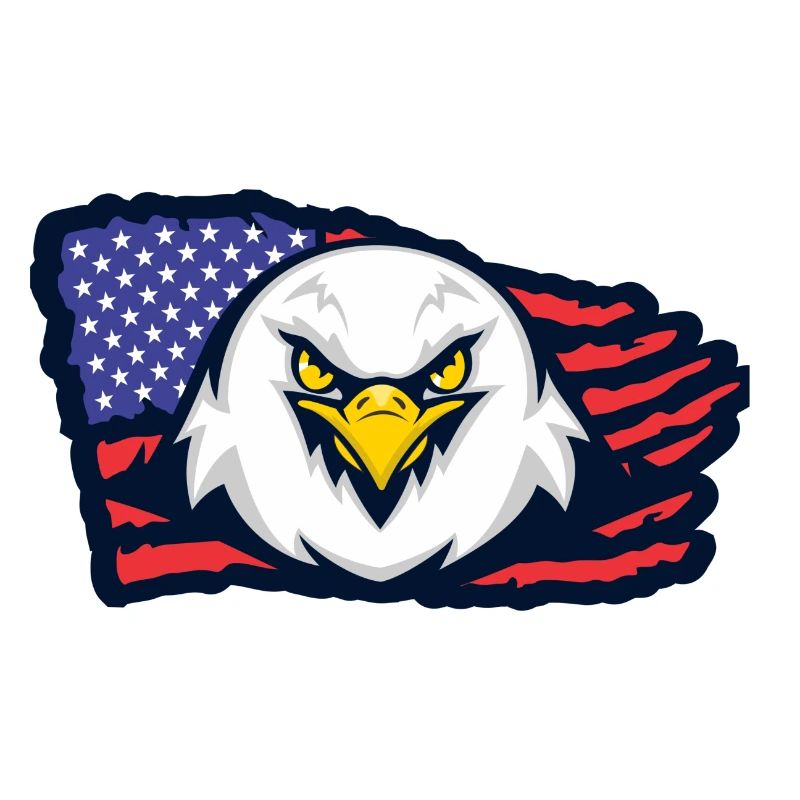Aigle américain avec drapeau