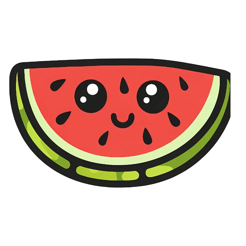 Dessin animé mignon de tranche de pastèque