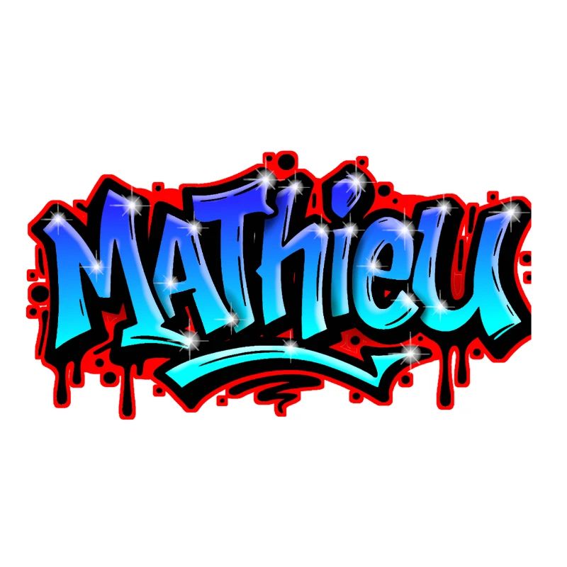 Mathieu Graffitiprénom imprimable Bleu Urbain