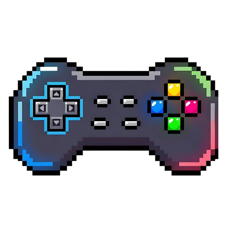 Retro-Gamepad Neon-Pixelstil