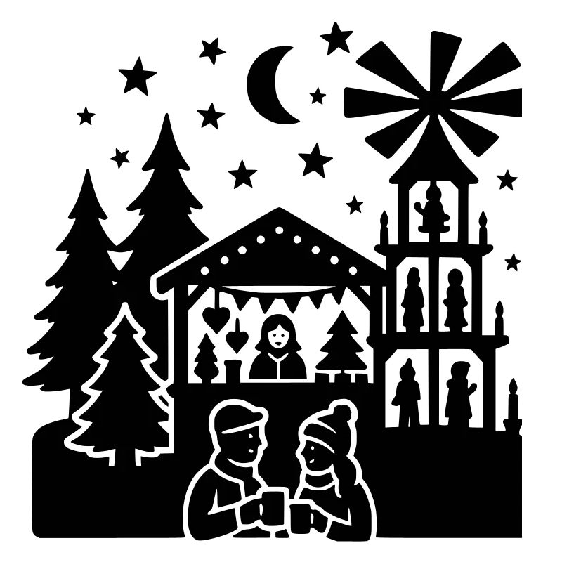 Silhouette du marché de Noël