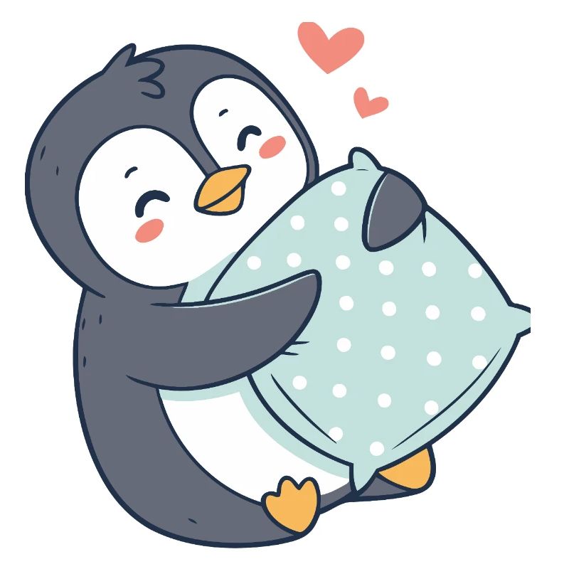 Cuddly Penguin and Polka Dot Pillow