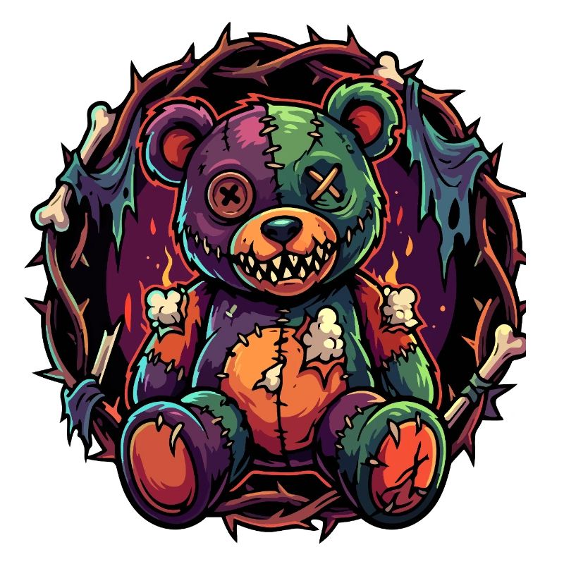 Patchwork Zombie Teddy Broken Horror Teddy Bear