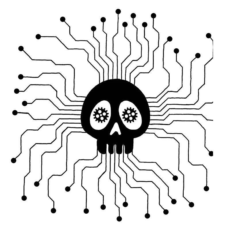 Black microprocessor skull