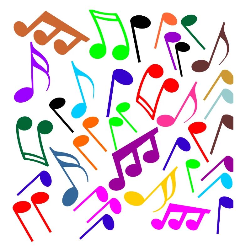 Notes de musique en version entrecroisée de couleurs