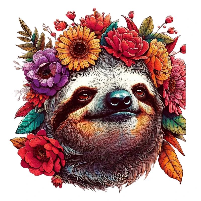 Faultier mit Blumen
