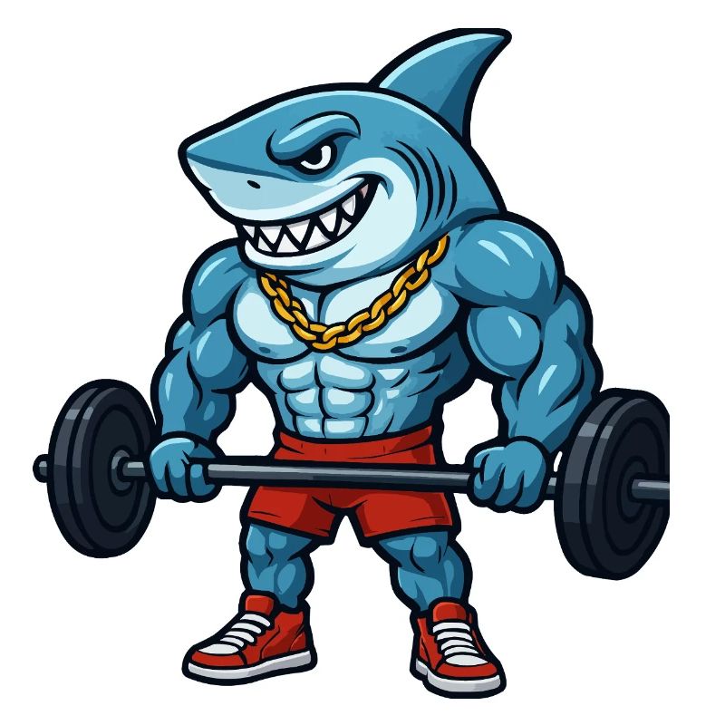 Muscles de requin, bodybuilder comique
