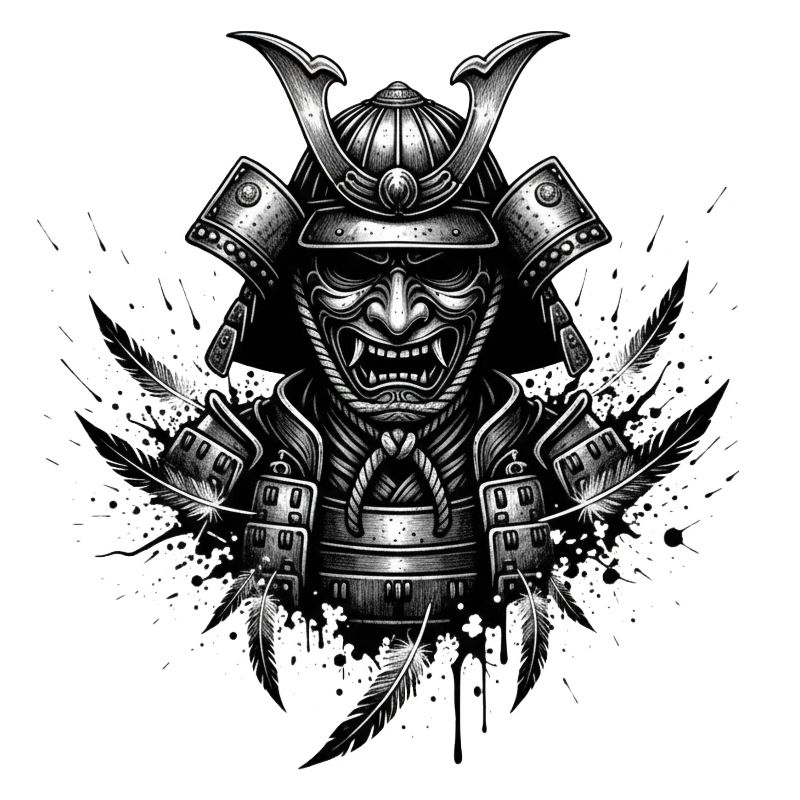 Dämonischer Samurai Helm Print