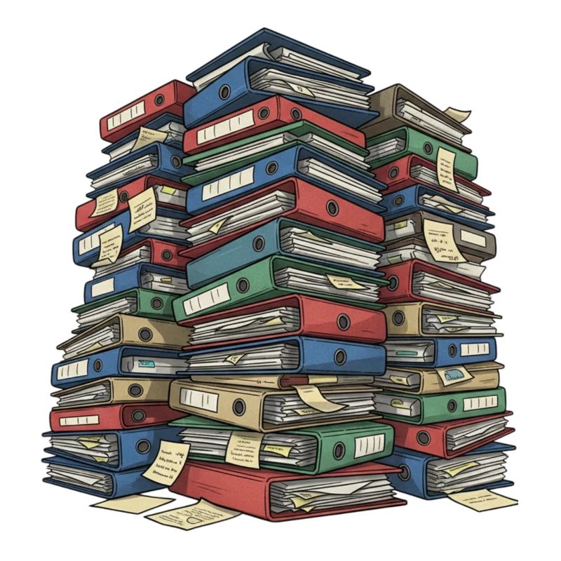 Folder Stack Office Chaos