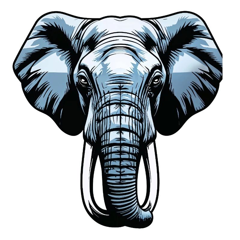 Blue Elephant Head Vector