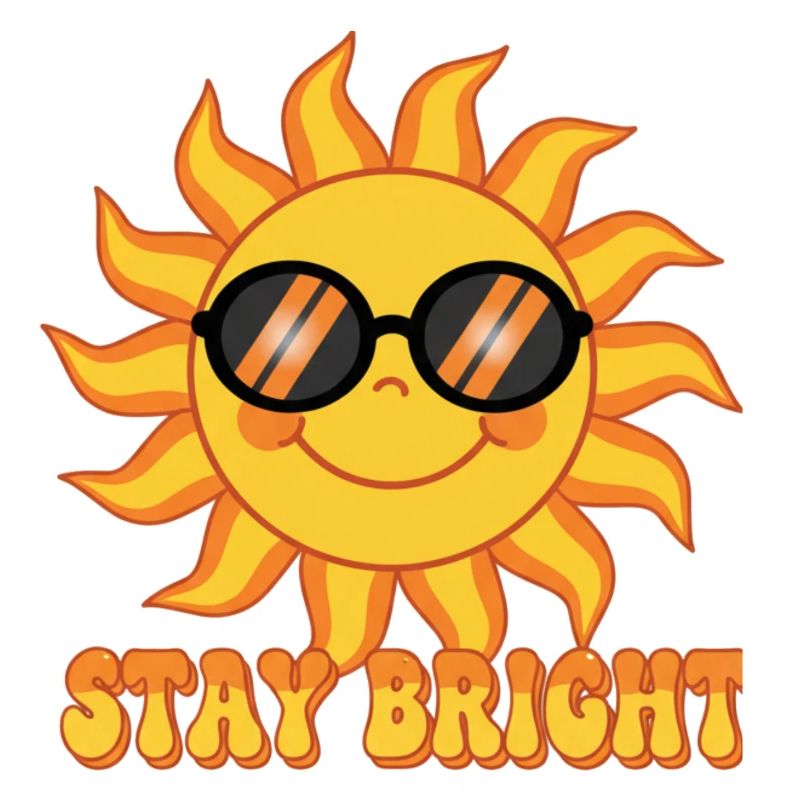 Bleib Bright Retro Groovy Smiling Sun Design