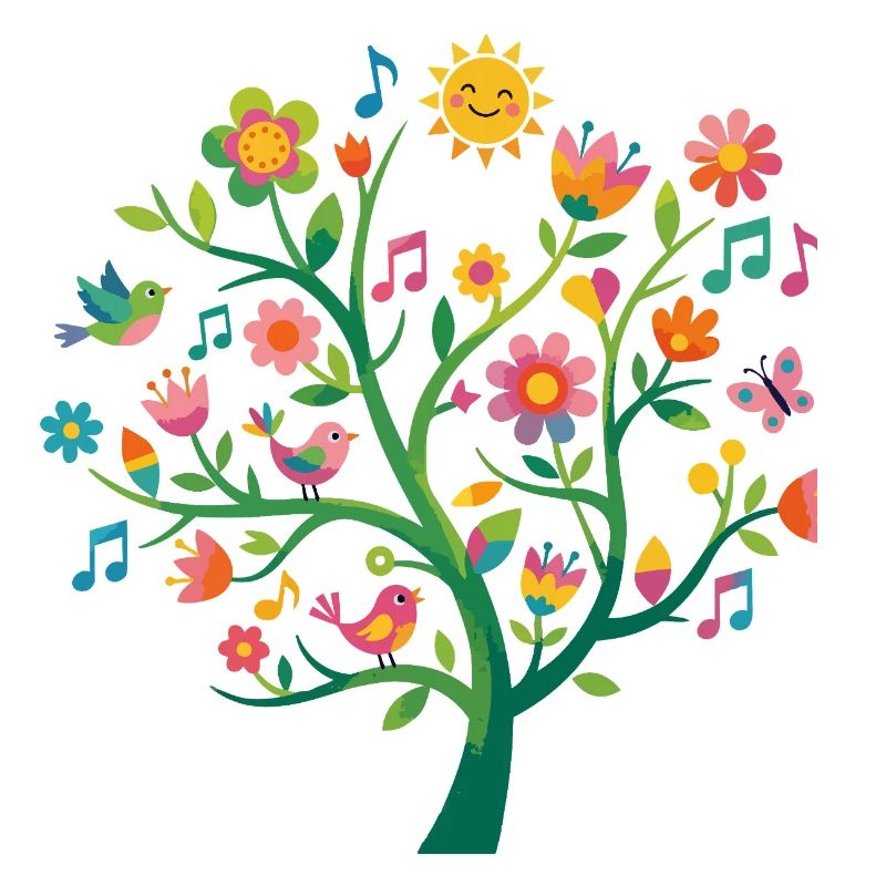 Flower Tree Happy Spring Motif Blossom Tree