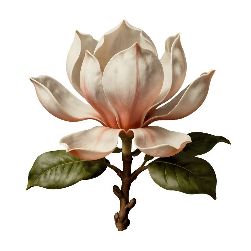 Magnolia Elegant Botanical Illustration