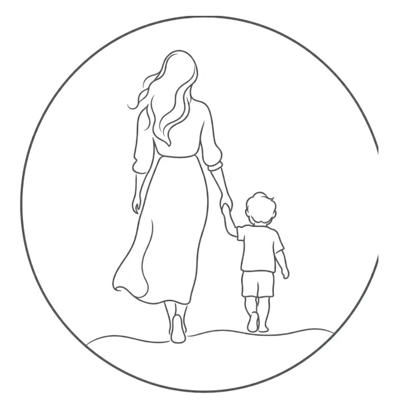 Mutter-Kind-Link in linearer Zeichnung