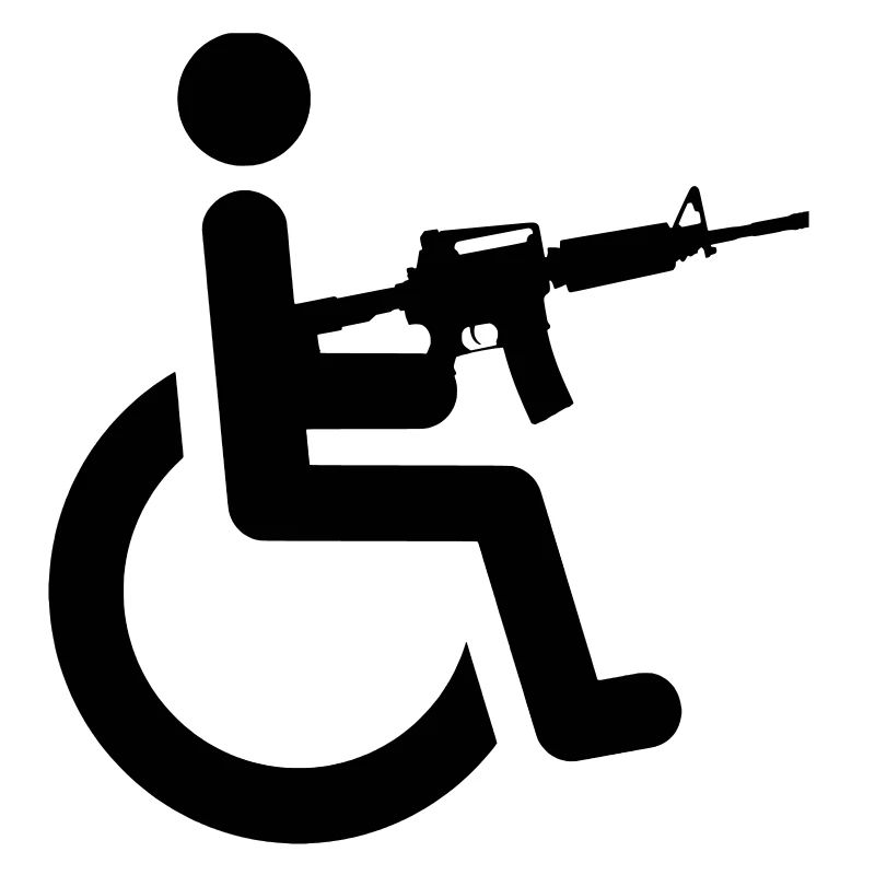 Rollstuhlfahrer mit Waffe #