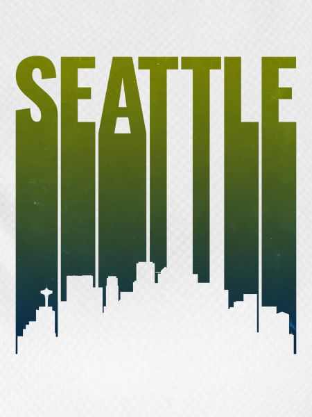 Seattle Skyline Green Gradient