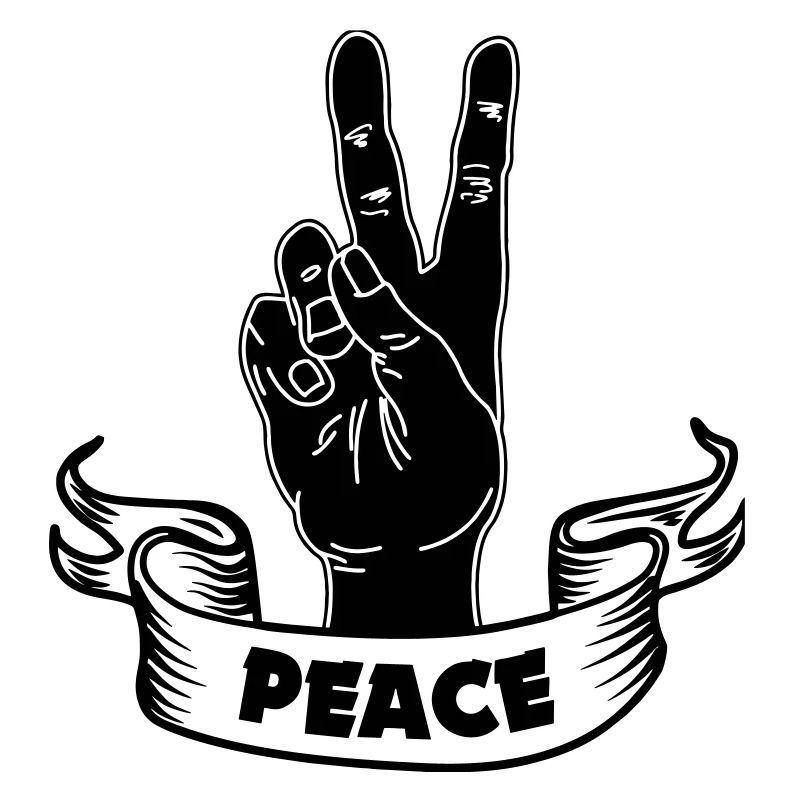 Schwarzer Handfrieden mit Text FRIEDEN