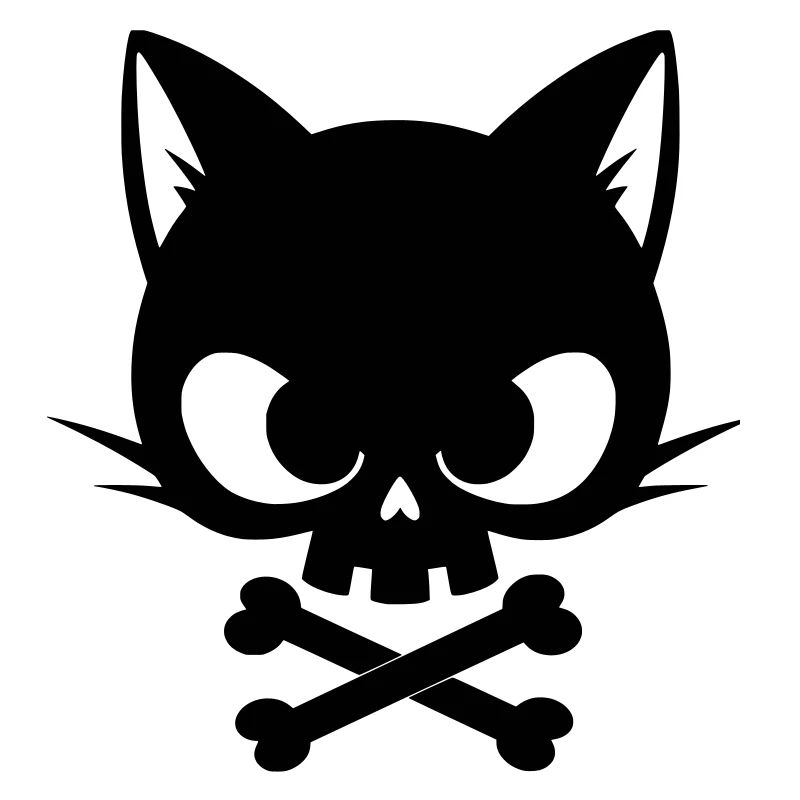 Cat Skull with Bones | Gothic Cute Icon