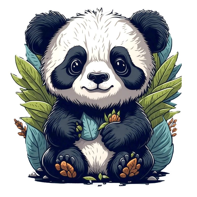 Le panda dans la forêt de feuilles