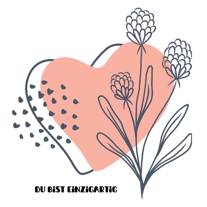 Herzblume Linienkunst du bist einzigartig